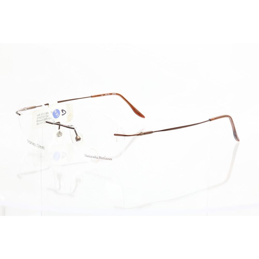 Naturally Rimless NR-372 BRWN 50-17-135mm Eyeglasses FRAMES ONLY - NEW CONDITION
